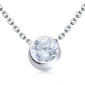 Circle Shaped CZ Silver Necklace SPE-2075